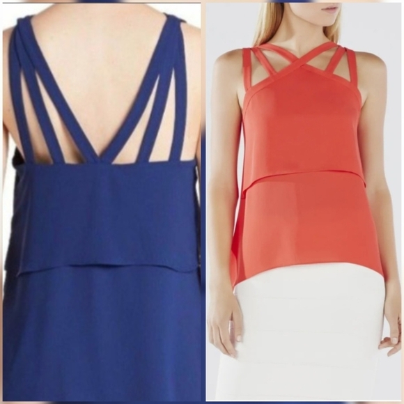 BCBGMAXAZRIA Women's Juliya Tiered Strappy Tank Top Blouse Purple Size Small - Picture 2 of 12